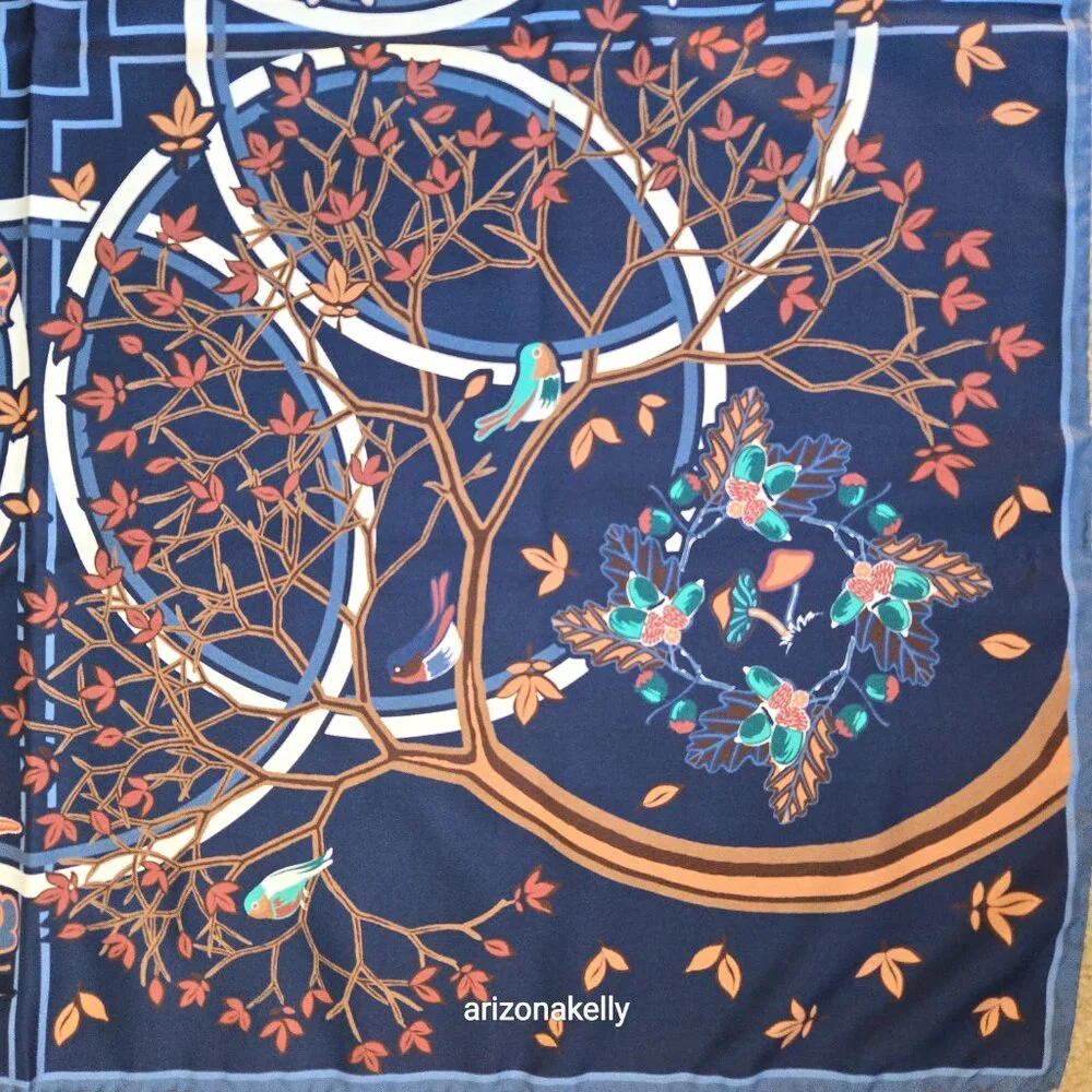 NWOT Peter Millar Silk Square Scarf *Four Seasons* Bird Butterfly Octopus